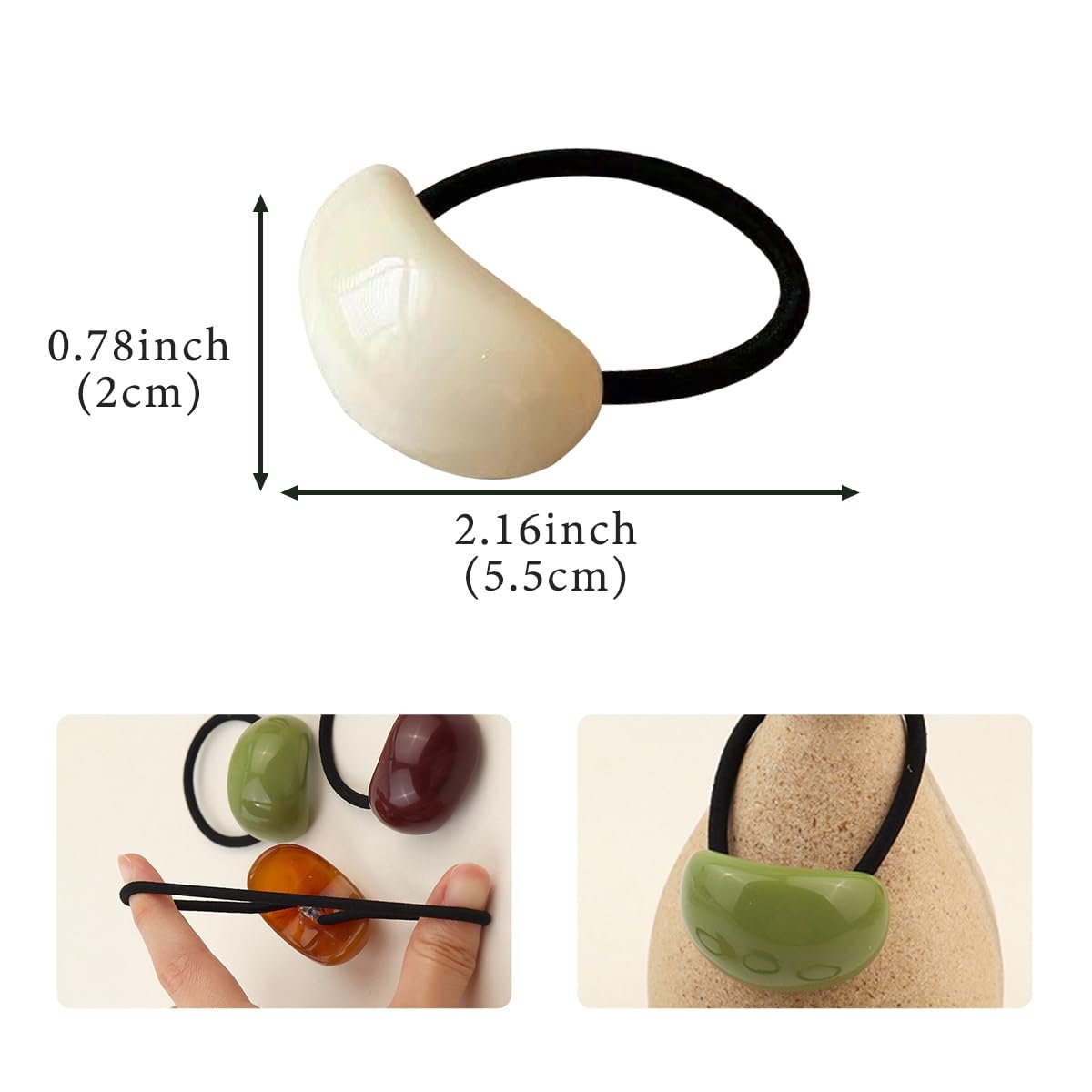 5 Pack Decorative Hair Ties Acrylic Semi-Arc Ponytail Holders - Elastic Hair Bands for Women & Girls - görsel 3