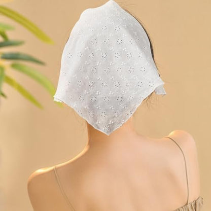 Thinslimer White Bandana Headband for Women - Adjustable Polyester Head Scarf, Cute & Simple Design