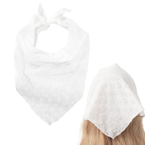 Thinslimer White Bandana Headband for Women - Adjustable Polyester Head Scarf, Cute & Simple Design - görsel 2