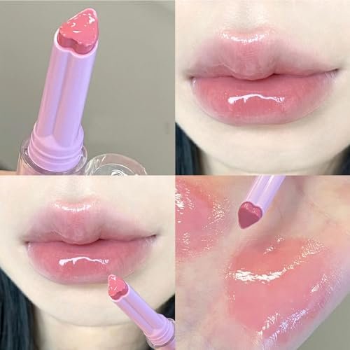 Riroenst 6 Colors Crystal Jelly Lipstick Set - Tinted Heart Shape Lip Balm, Mirror Moisturizing Lip Gloss, Waterproof Long-lasting Nourishing Lip Care Lip Tint Makeup - görsel 8