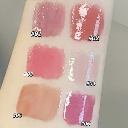 Riroenst 6 Colors Crystal Jelly Lipstick Set - Tinted Heart Shape Lip Balm, Mirror Moisturizing Lip Gloss, Waterproof Long-lasting Nourishing Lip Care Lip Tint Makeup