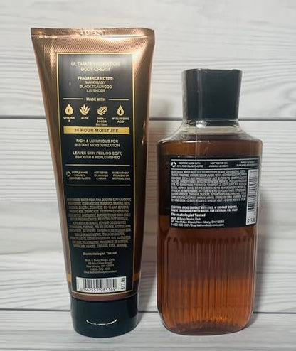 Bath & Body Works Mahogany Teakwood Men's 3-in-1 Hair, Face & Body Wash and Body Cream 2 Piece Set Avelisse