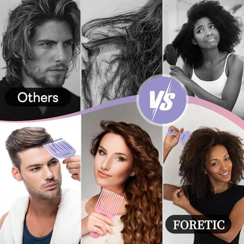 Foretic Smooth Hair Pick Comb for Curly, Thick, Medium to Long Hair, Facial Hair (Pink, Purple) - görsel 10