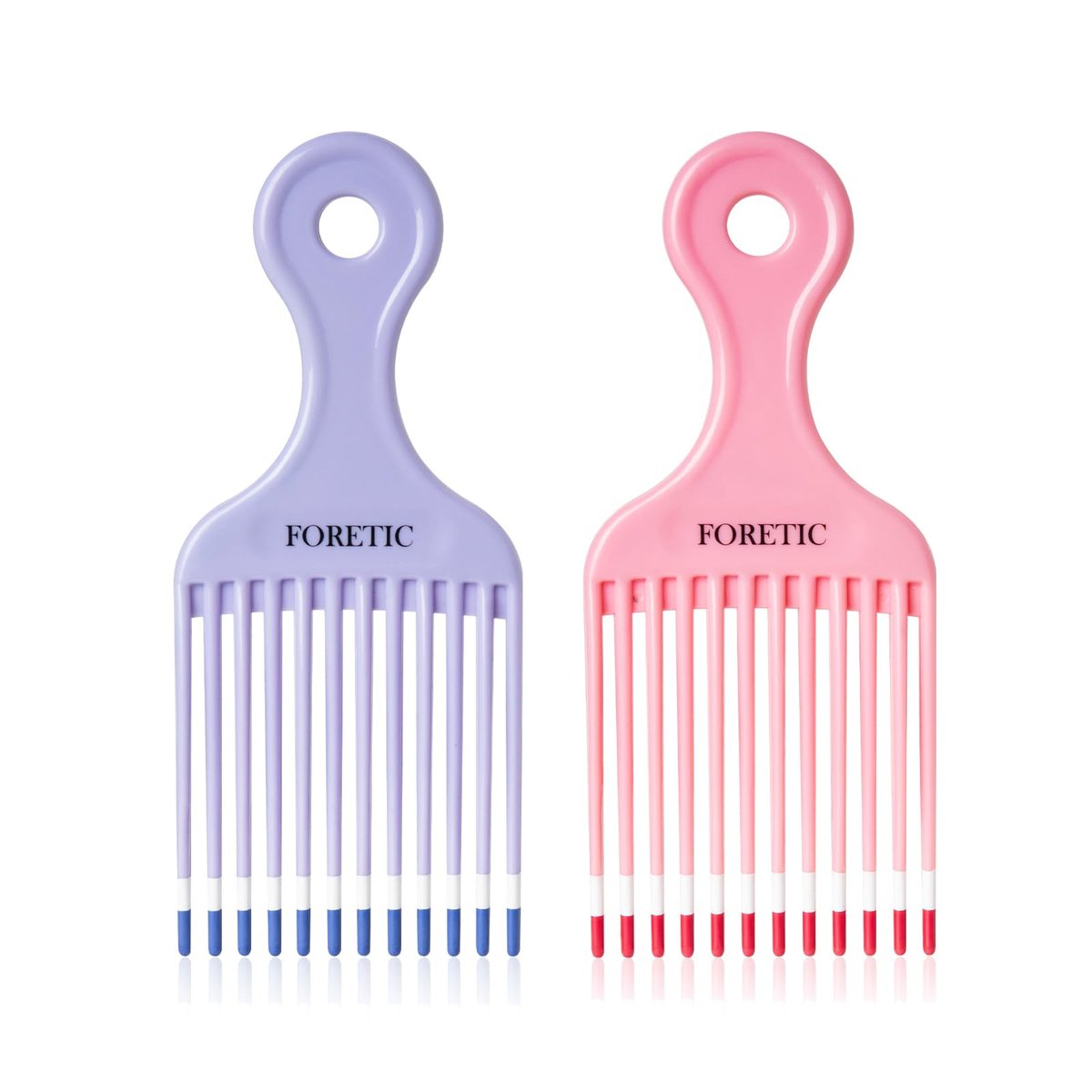 Foretic Smooth Hair Pick Comb for Curly, Thick, Medium to Long Hair, Facial Hair (Pink, Purple) - görsel 1