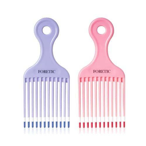 Foretic Smooth Hair Pick Comb for Curly, Thick, Medium to Long Hair, Facial Hair (Pink, Purple) - görsel 2