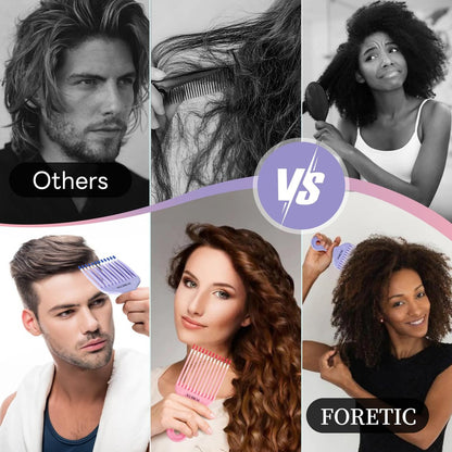 Foretic Smooth Hair Pick Comb for Curly, Thick, Medium to Long Hair, Facial Hair (Pink, Purple)