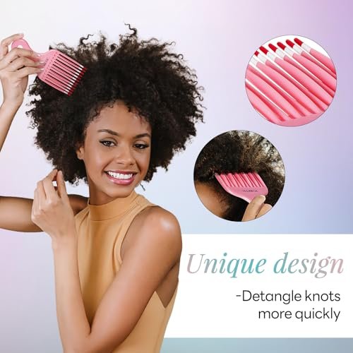 Foretic Smooth Hair Pick Comb for Curly, Thick, Medium to Long Hair - 6.9 inch (Blue, Pink) - görsel 4