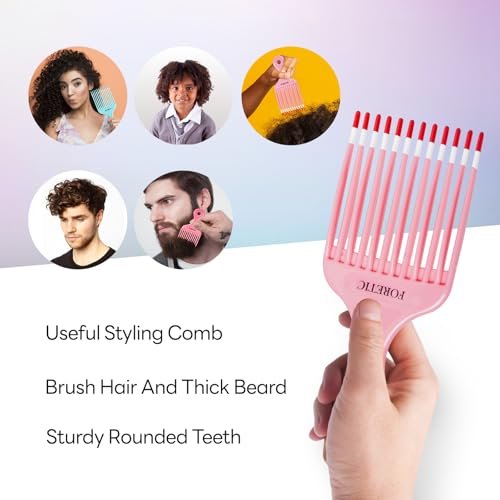 Foretic Smooth Hair Pick Comb for Curly, Thick, Medium to Long Hair - 6.9 inch (Blue, Pink) - görsel 12