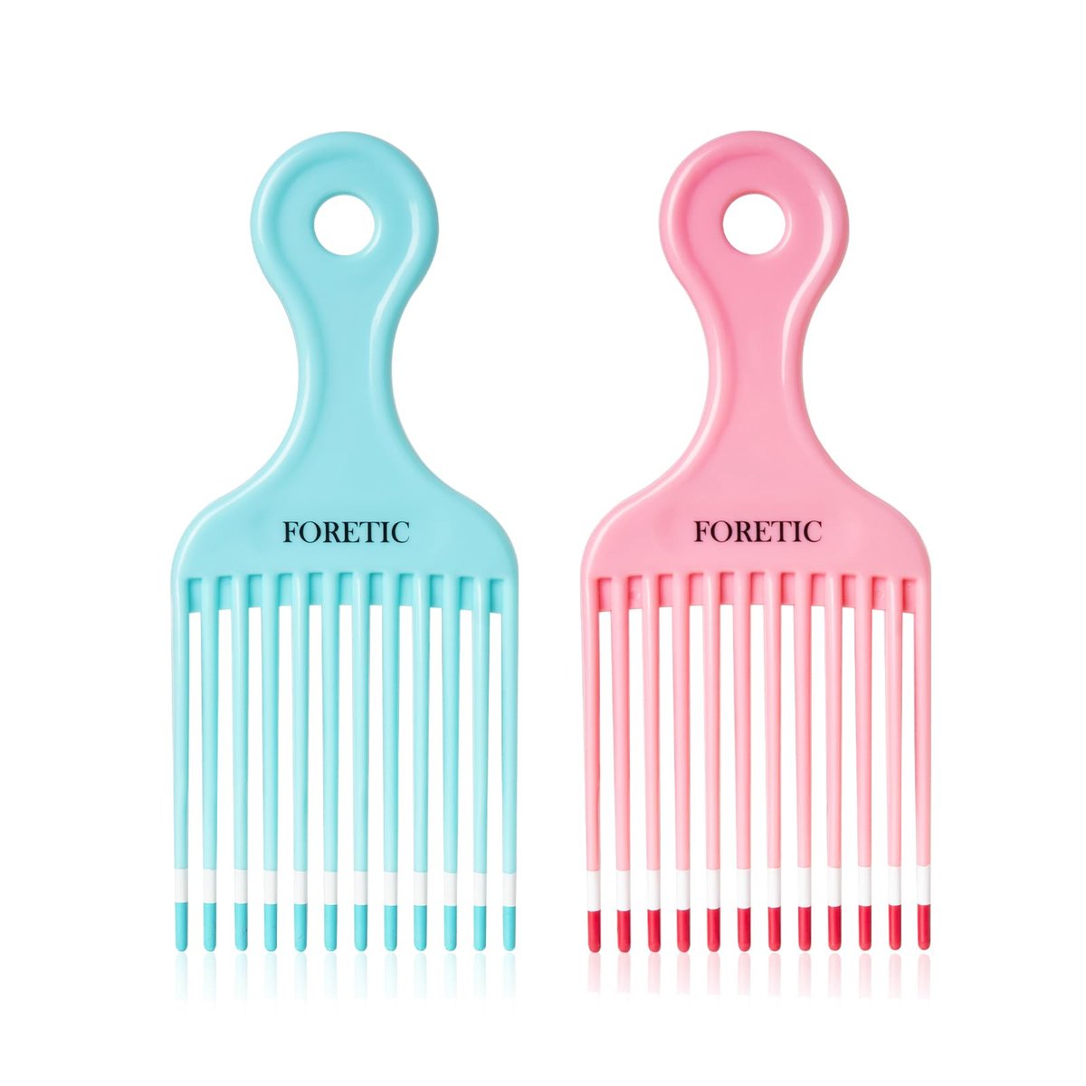 Foretic Smooth Hair Pick Comb for Curly, Thick, Medium to Long Hair - 6.9 inch (Blue, Pink) - görsel 1