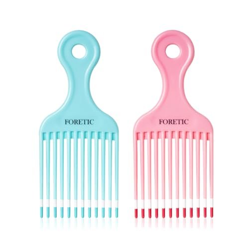 Foretic Smooth Hair Pick Comb for Curly, Thick, Medium to Long Hair - 6.9 inch (Blue, Pink) - görsel 2