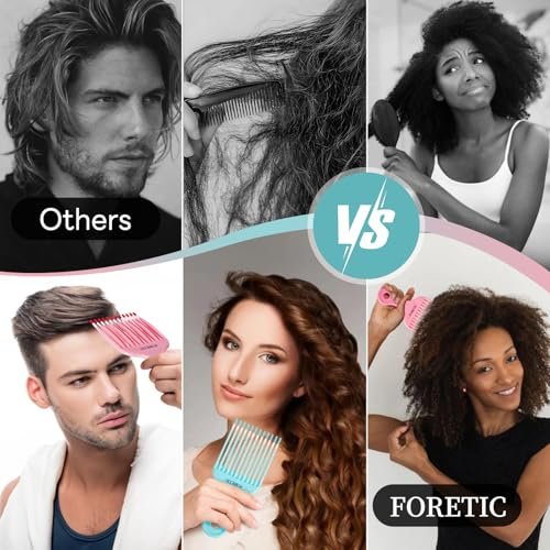 Foretic Smooth Hair Pick Comb for Curly, Thick, Medium to Long Hair - 6.9 inch (Blue, Pink) - görsel 10