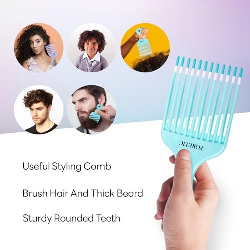 Foretic Smooth Hair Pick Comb for Curly, Thick, Medium to Long Hair, Facial Hair (Blue, Purple) - görsel 11