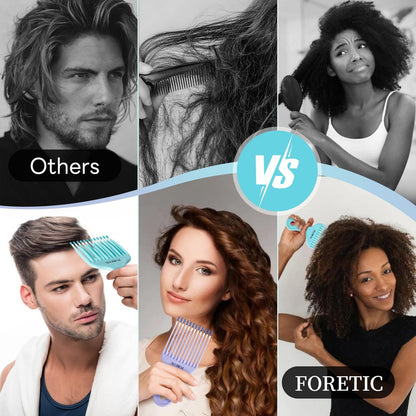 Foretic Smooth Hair Pick Comb for Curly, Thick, Medium to Long Hair, Facial Hair (Blue, Purple)