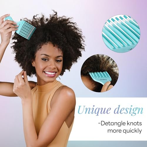Foretic Smooth Hair Pick Comb for Curly, Thick, Medium to Long Hair, Facial Hair (Blue, Purple) - görsel 3