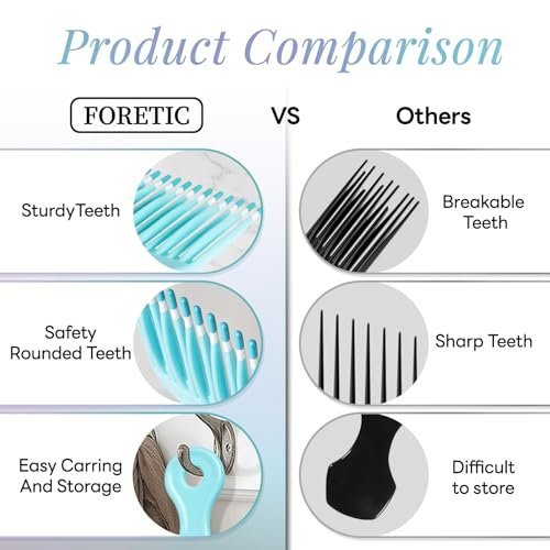 Foretic Smooth Hair Pick Comb for Curly, Thick, Medium to Long Hair, Facial Hair (Blue, Purple) - görsel 7