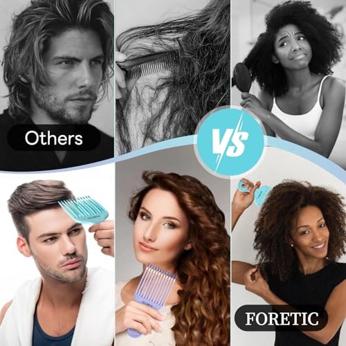 Foretic Smooth Hair Pick Comb for Curly, Thick, Medium to Long Hair, Facial Hair (Blue, Purple) - görsel 9
