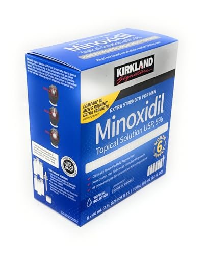 Kirkland Signature Minoxidil Topical Solution USP 5% Extra Strength Hair Regrowth Treatment for Men, 6 Months Supply (6 x 2 Fl Oz) Avelisse