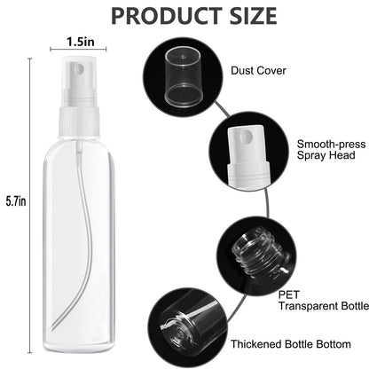 DTDNZKN 4 Pack 3.4 Oz (100ml) TSA Approved Travel Bottles - Fine Mist Spray Bottles with Labels, Leak Proof, Refillable