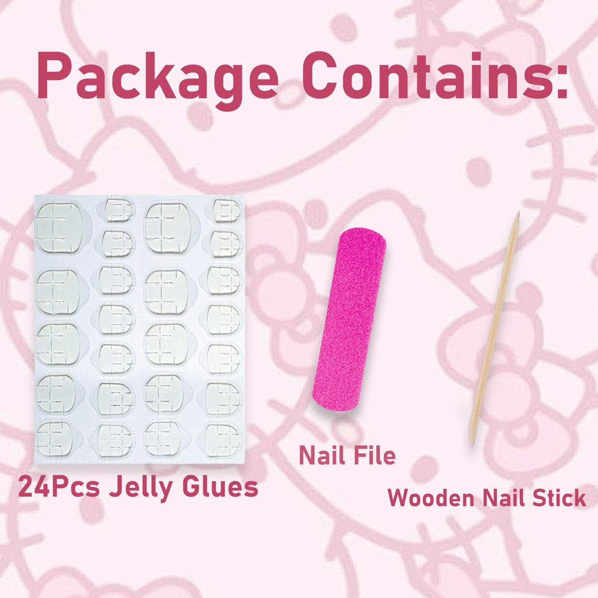 PDFADSK Pink Glitter French Tip Press on Nails Medium Square - Glossy Rhinestones Full Cover Coffin False Nails for Women 24Pcs - görsel 13