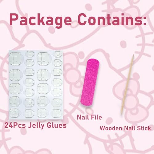 PDFADSK Pink Glitter French Tip Press on Nails Medium Square - Glossy Rhinestones Full Cover Coffin False Nails for Women 24Pcs - görsel 14