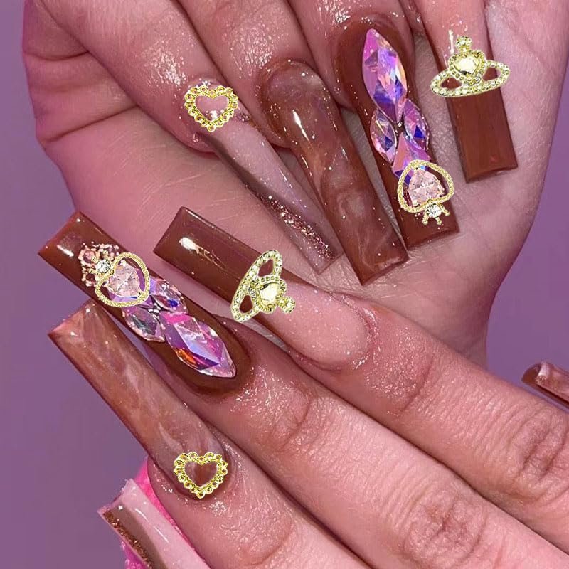 KACHIMOO 106 PCS Gold Nail Charms 3D Nail Art Charms - Cherry, Butterfly, Cross, Bow, Star, Heart, Dollar - DIY Nail Decorations for Women - görsel 12