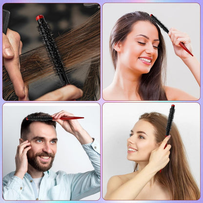 Styquenzer Small Round Brush for Blow Out - 1 Inch Mini Quiff Roller Brush with Wooden Handle & Stiff Nylon Bristles for Short, Fine Hair, Bangs, and Blowout Volume