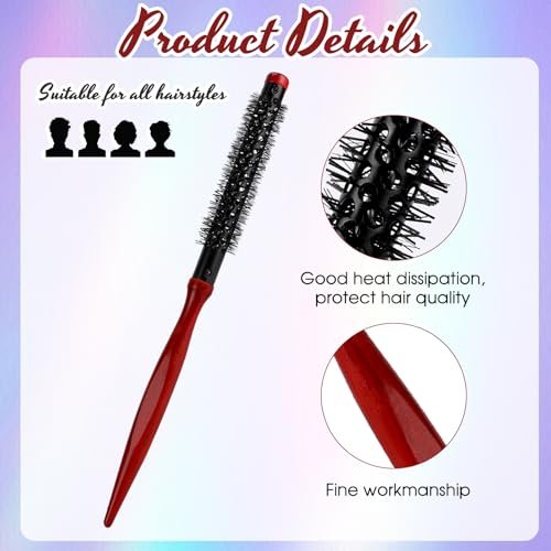 Styquenzer Small Round Brush for Blow Out - 1 Inch Mini Quiff Roller Brush with Wooden Handle & Stiff Nylon Bristles for Short, Fine Hair, Bangs, and Blowout Volume - görsel 6