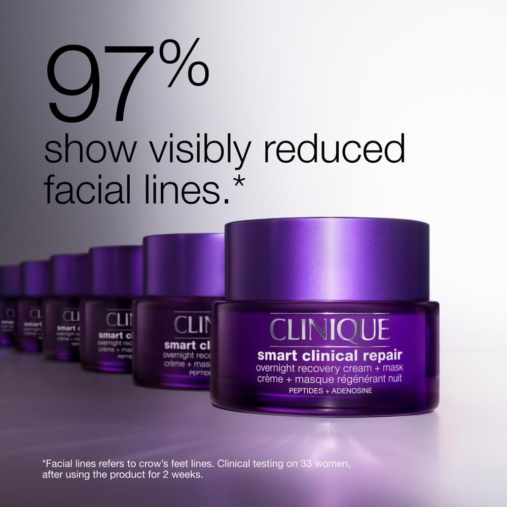 Clinique Smart Clinical Repair Anti-Aging Overnight Recovery Face Cream + Mask for All Skin Types | With Hyaluronic Acid + Peptides | Hydrating | Repairs Lines + Wrinkles, 1.7 Fl Oz Avelisse