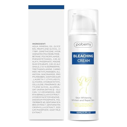 Pobemy Skin Bleaching Cream - Dark Spot Remover for Face, Intimate Areas & Body with Vitamin C - Sensitive Skin Lightening Cream for Underarms, Knees, Elbows, Inner Thighs, Bikini Line - 1.7 Fl Oz Avelisse