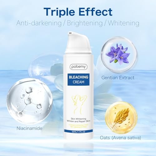 Pobemy Skin Bleaching Cream - Dark Spot Remover for Face, Intimate Areas & Body with Vitamin C - Sensitive Skin Lightening Cream for Underarms, Knees, Elbows, Inner Thighs, Bikini Line - 1.7 Fl Oz Avelisse