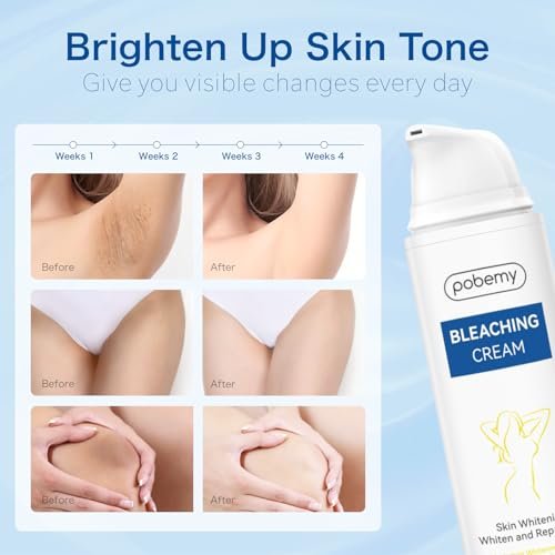 Pobemy Skin Bleaching Cream - Dark Spot Remover for Face, Intimate Areas & Body with Vitamin C - Sensitive Skin Lightening Cream for Underarms, Knees, Elbows, Inner Thighs, Bikini Line - 1.7 Fl Oz Avelisse