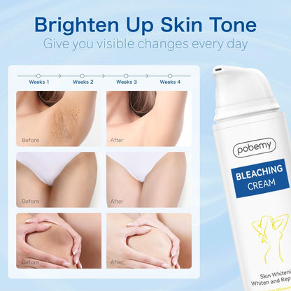 Pobemy Skin Bleaching Cream - Dark Spot Remover for Face, Intimate Areas & Body with Vitamin C - Sensitive Skin Lightening Cream for Underarms, Knees, Elbows, Inner Thighs, Bikini Line - 1.7 Fl Oz Avelisse