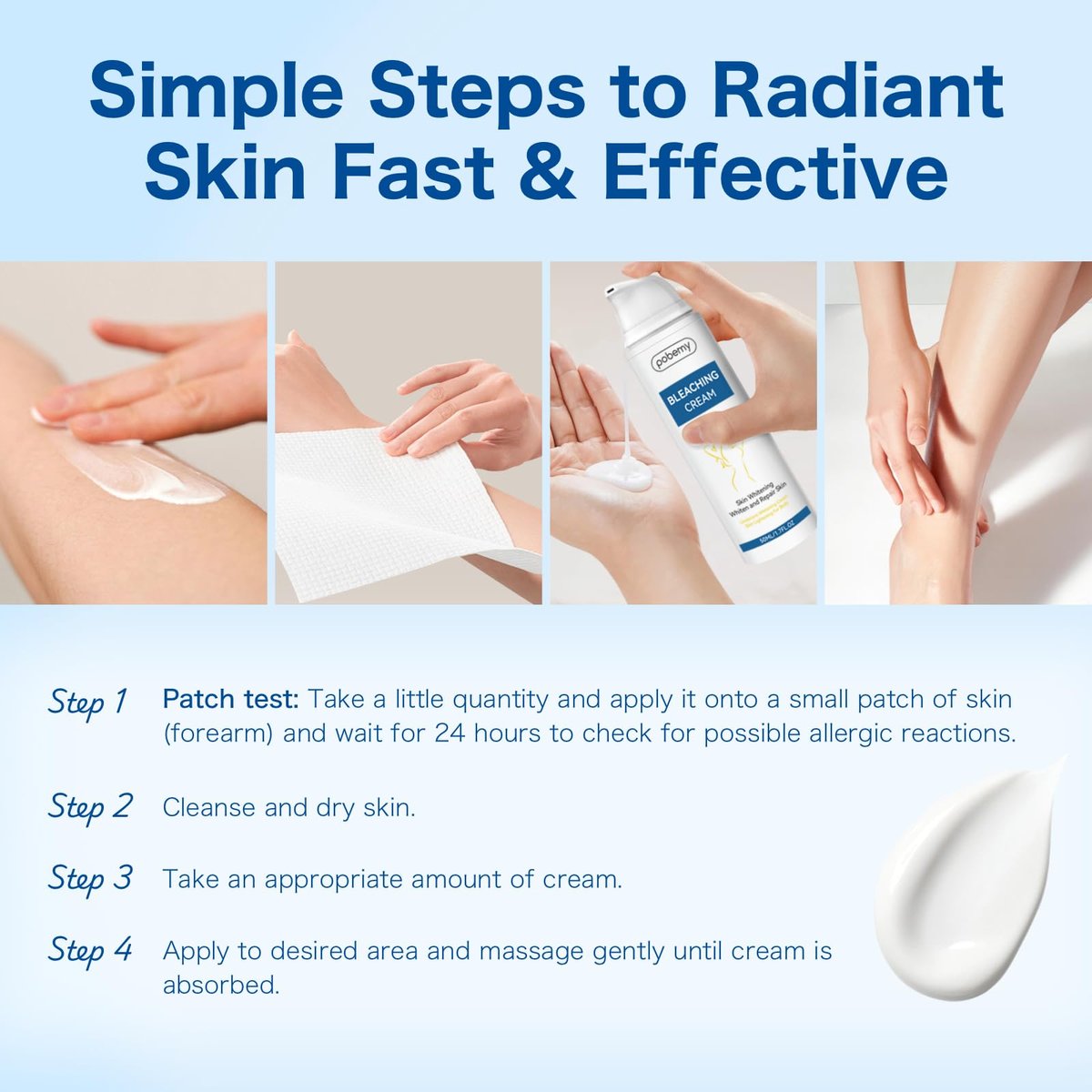 Pobemy Skin Bleaching Cream - Dark Spot Remover for Face, Intimate Areas & Body with Vitamin C - Sensitive Skin Lightening Cream for Underarms, Knees, Elbows, Inner Thighs, Bikini Line - 1.7 Fl Oz Avelisse