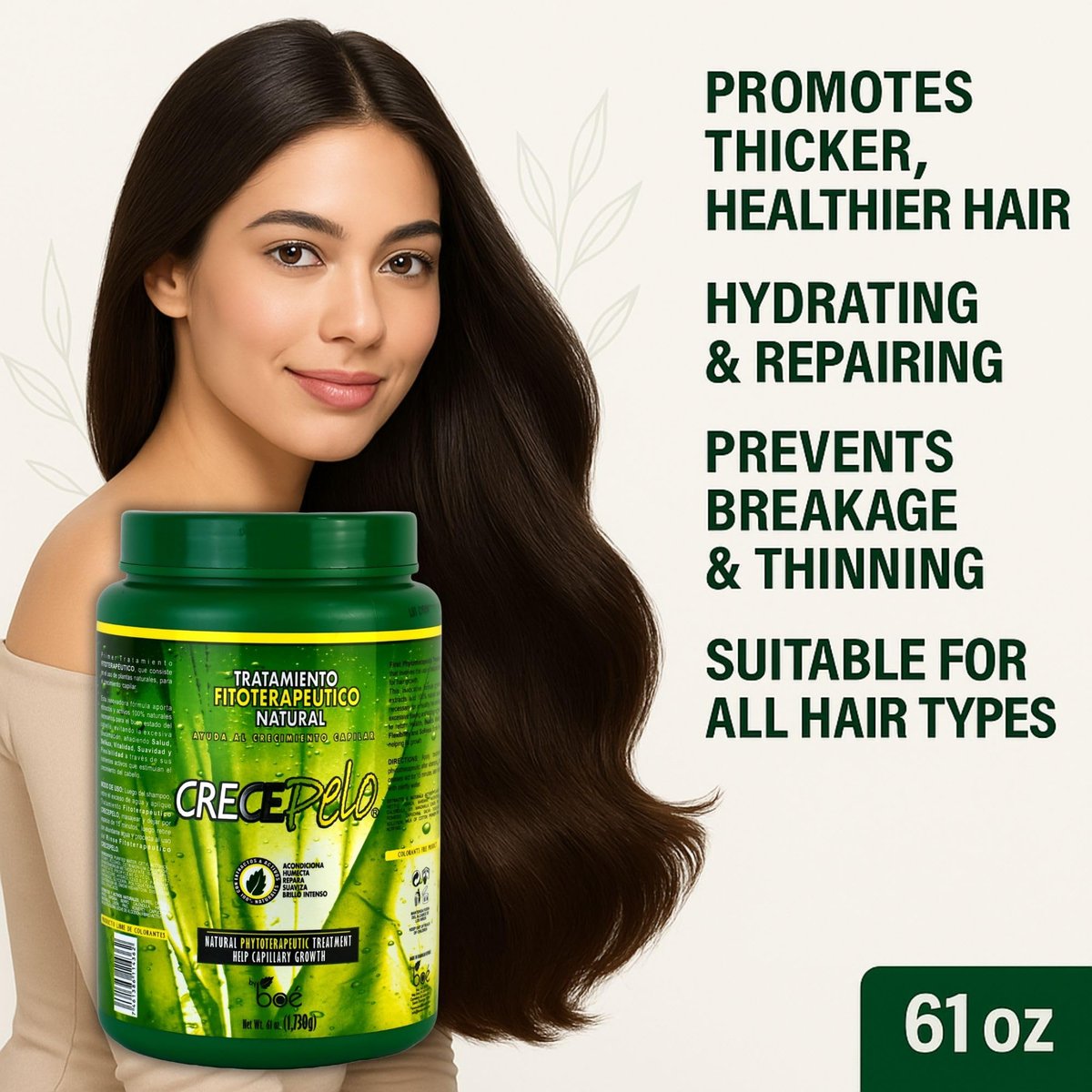 CrecePelo Natural Phytotherapeutic Hair Growth Treatment & Deep Conditioning Mask – 61 oz Avelisse