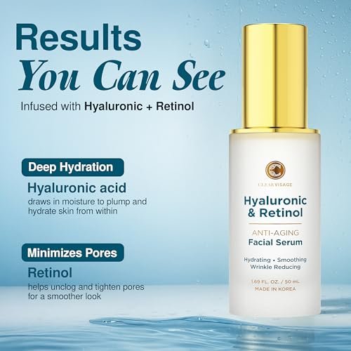 Clear Visage Hyaluronic Acid Serum with Retinol - Anti-Aging Korean Skin Care, Deep Hydration & Wrinkle Support, Dermatologist Tested, Vegan, 1.69 Fl Oz - görsel 6