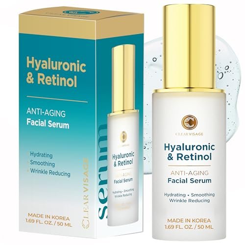 Clear Visage Hyaluronic Acid Serum with Retinol - Anti-Aging Korean Skin Care, Deep Hydration & Wrinkle Support, Dermatologist Tested, Vegan, 1.69 Fl Oz - görsel 2
