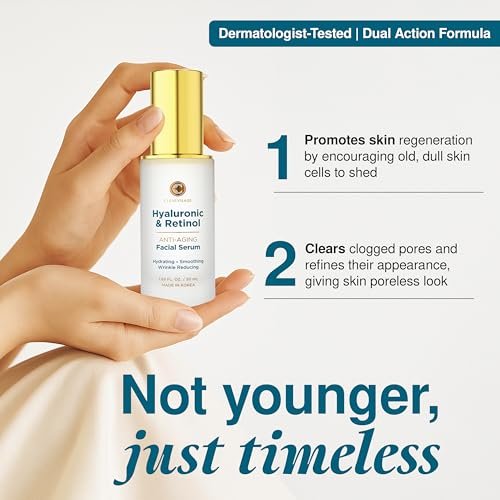 Clear Visage Hyaluronic Acid Serum with Retinol - Anti-Aging Korean Skin Care, Deep Hydration & Wrinkle Support, Dermatologist Tested, Vegan, 1.69 Fl Oz - görsel 4
