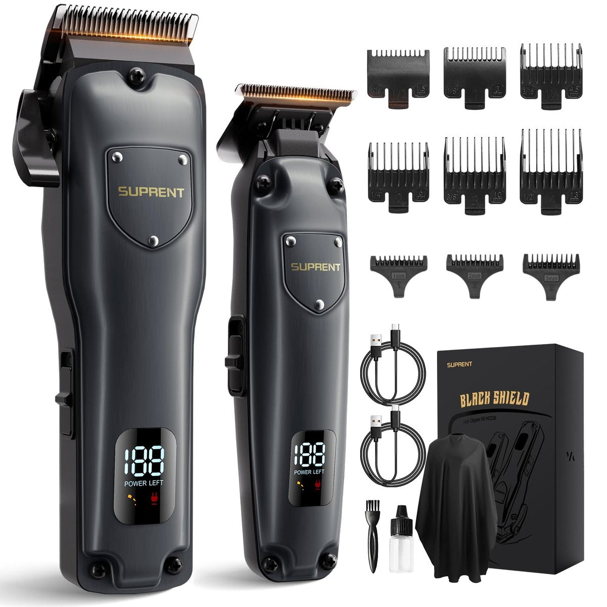 SUPRENT Hair Clippers for Men Professional, USB-C Rechargeable Cordless Clippers for Hair Cutting, Mens Hair Clippers and Trimmer Kit for Barber with LED Display for Barbers & Home Use Avelisse