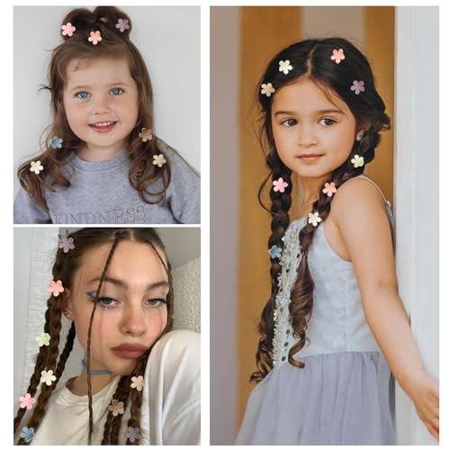TERSE Mini Flower Hair Clip for Women Girls - 50Pcs Colorful Baby Hair Clips Cute Small Hair Clips Mini Claw Clips Strong Grip Toddler Hair Accessories for Hair Styling - görsel 12