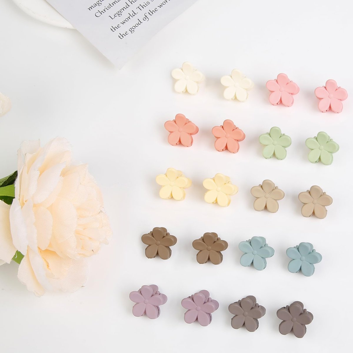 TERSE Mini Flower Hair Clip for Women Girls - 50Pcs Colorful Baby Hair Clips Cute Small Hair Clips Mini Claw Clips Strong Grip Toddler Hair Accessories for Hair Styling - görsel 5