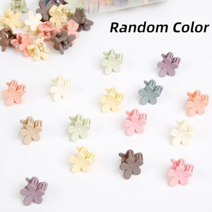 TERSE Mini Flower Hair Clip for Women Girls - 50Pcs Colorful Baby Hair Clips Cute Small Hair Clips Mini Claw Clips Strong Grip Toddler Hair Accessories for Hair Styling