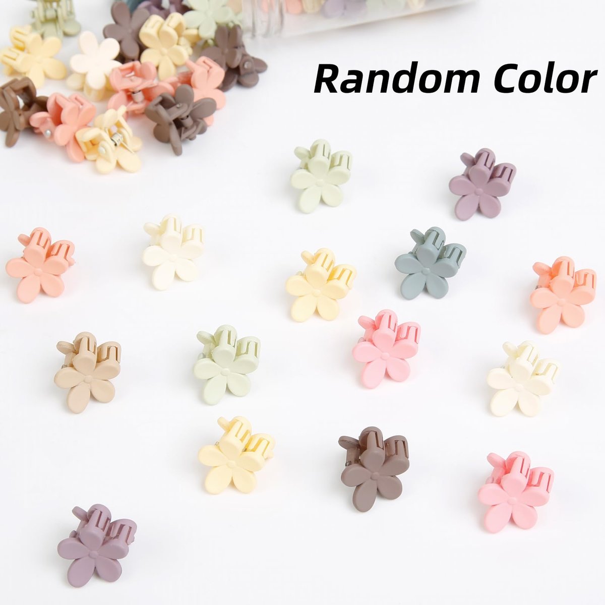 TERSE Mini Flower Hair Clip for Women Girls - 50Pcs Colorful Baby Hair Clips Cute Small Hair Clips Mini Claw Clips Strong Grip Toddler Hair Accessories for Hair Styling - görsel 7