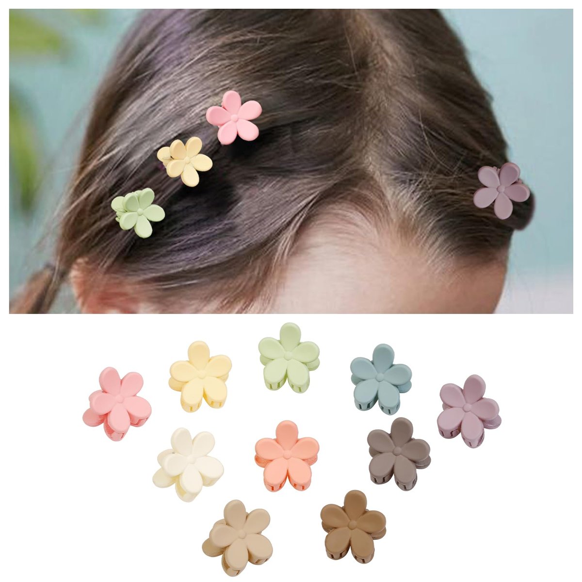 TERSE Mini Flower Hair Clip for Women Girls - 50Pcs Colorful Baby Hair Clips Cute Small Hair Clips Mini Claw Clips Strong Grip Toddler Hair Accessories for Hair Styling - görsel 15