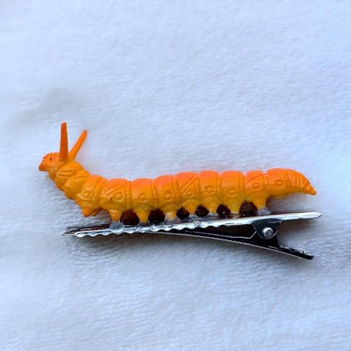 12-Pack Hand-Painted Halloween Caterpillar Hair Clips – Fun 3D Reptile Duckbill Clips for Spooky Party Accessories Avelisse