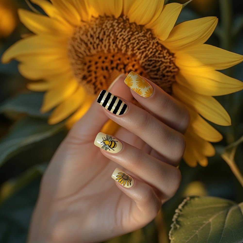 PH PandaHall 3pcs Honeycomb Nail Stamping Plates - Spring Bee Honey Nail Stamper Sunflower Art Stencils Stainless Steel Image Plate for Nails Art Design Manicure Salon - görsel 9
