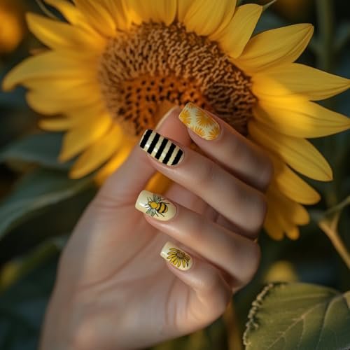 PH PandaHall 3pcs Honeycomb Nail Stamping Plates - Spring Bee Honey Nail Stamper Sunflower Art Stencils Stainless Steel Image Plate for Nails Art Design Manicure Salon - görsel 10