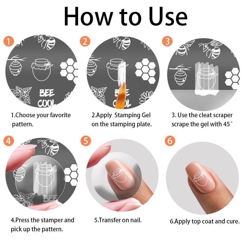 PH PandaHall 3pcs Honeycomb Nail Stamping Plates - Spring Bee Honey Nail Stamper Sunflower Art Stencils Stainless Steel Image Plate for Nails Art Design Manicure Salon - görsel 11