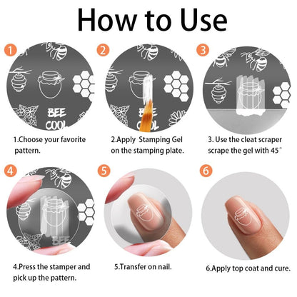 PH PandaHall 3pcs Honeycomb Nail Stamping Plates - Spring Bee Honey Nail Stamper Sunflower Art Stencils Stainless Steel Image Plate for Nails Art Design Manicure Salon