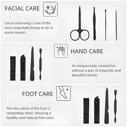 10-Piece Nail Clipper & Grooming Set – Professional Manicure Kit with Travel Case, Ideal Christmas Gift for Men & Women