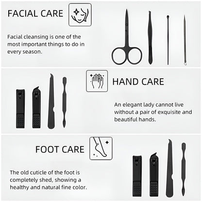 10-Piece Nail Clipper & Grooming Set – Professional Manicure Kit with Travel Case, Ideal Christmas Gift for Men & Women